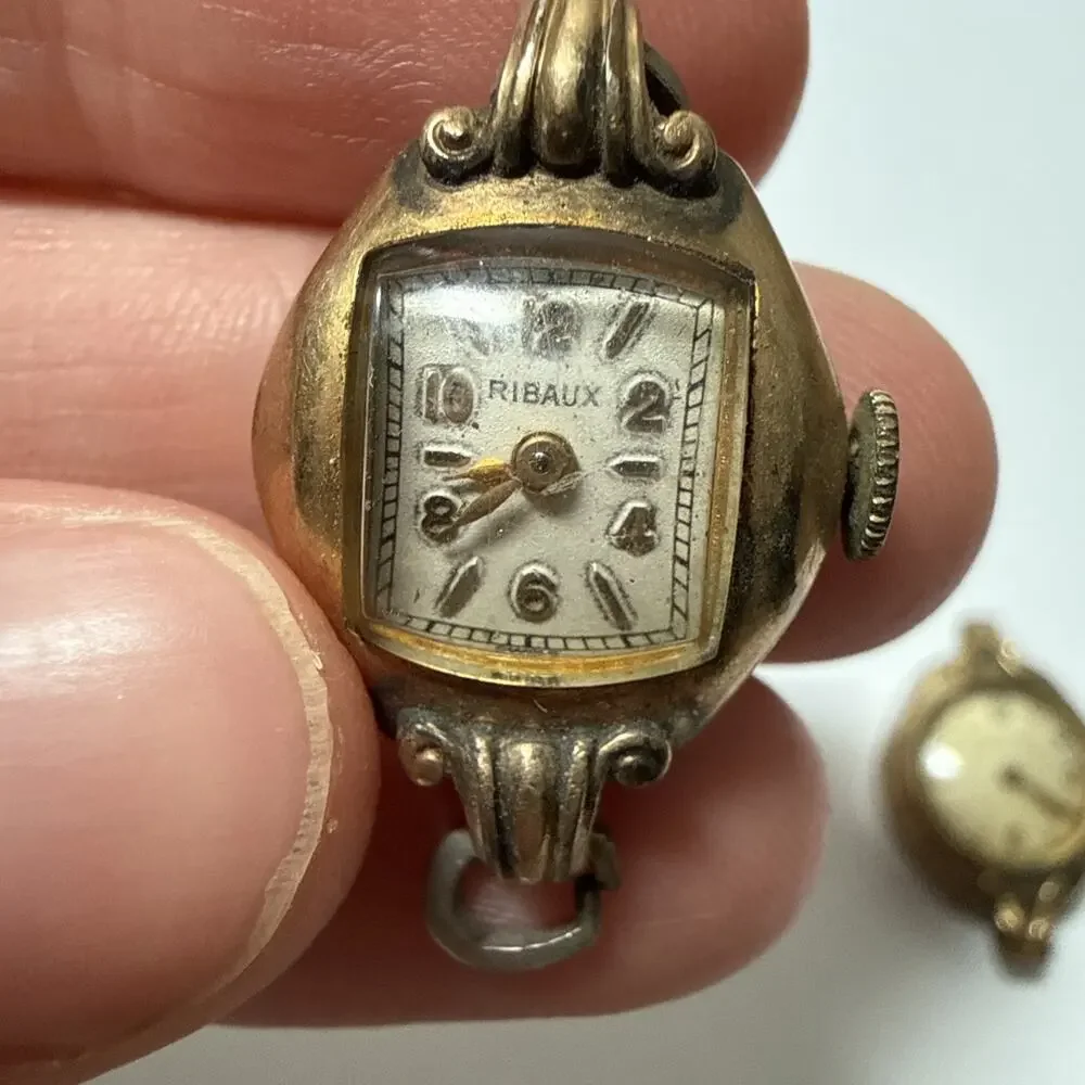 Vintage 5 Mechanical Wind-Up Watch Parts, Bulova, Lido,Ribaux, Elgin L2